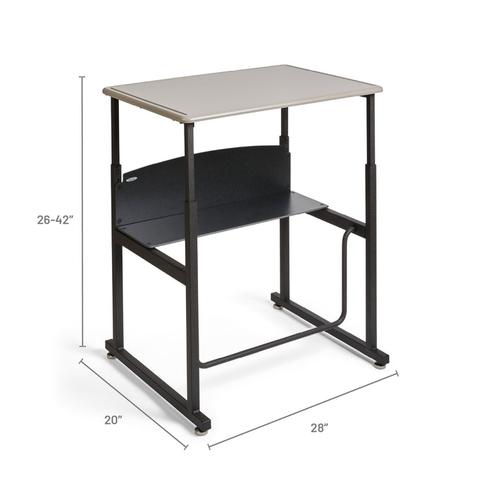 AlphaBetter® Adjustable-Height Stand-Up Desk, 28 x 20" Standard Top and Swinging Footrest Bar | 1201BE