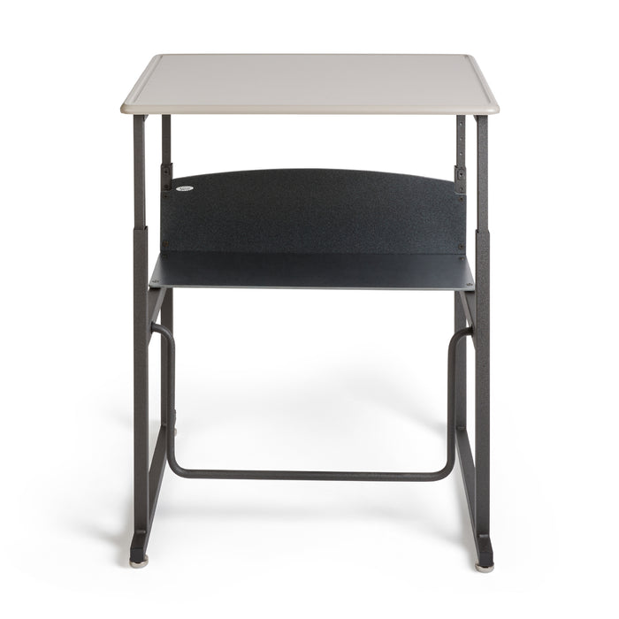 AlphaBetter® Adjustable-Height Stand-Up Desk, 28 x 20" Standard Top and Swinging Footrest Bar | 1201BE