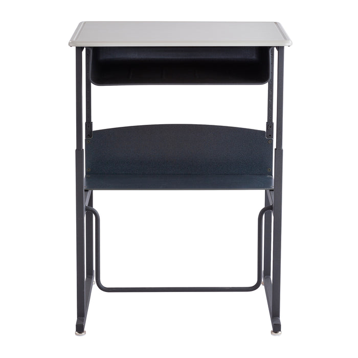 AlphaBetter® Adjustable-Height Stand-Up Desk, 28 x 20" Standard Top, Book Box and Swinging Footrest Bar | 1202BE