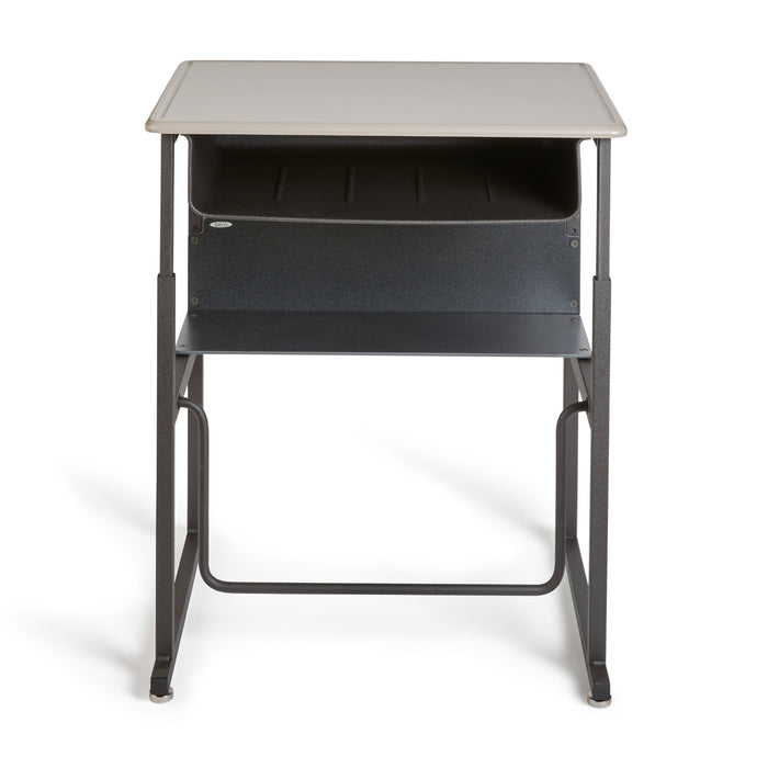 AlphaBetter® Adjustable-Height Stand-Up Desk, 28 x 20" Standard Top, Book Box and Swinging Footrest Bar | 1202BE