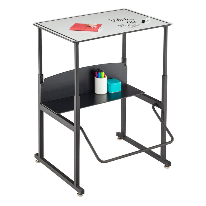 AlphaBetter® Adjustable-Height Stand-Up Desk, 28 x 20" Premium or Dry Erase Top and Swinging Footrest Bar | 1203