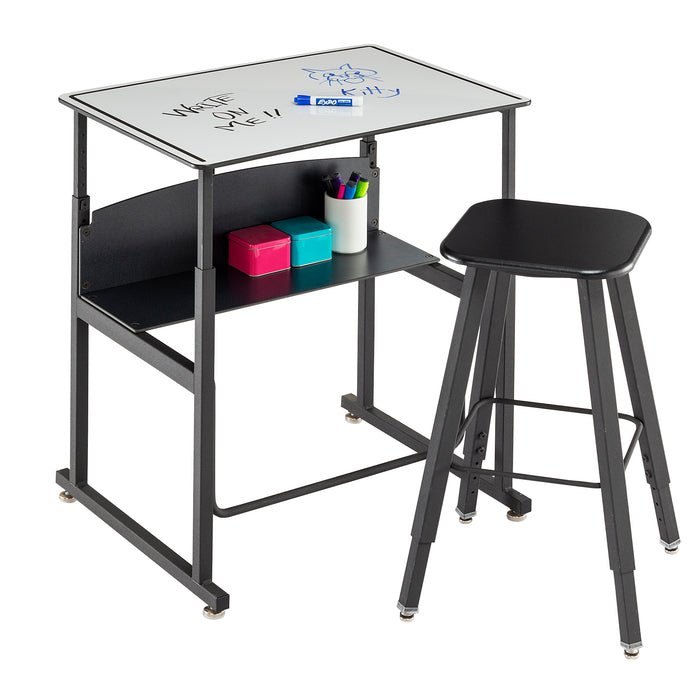 AlphaBetter® Adjustable-Height Stand-Up Desk, 28 x 20" Premium or Dry Erase Top and Swinging Footrest Bar | 1203