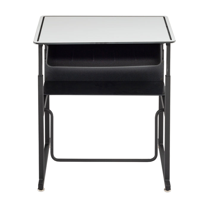 AlphaBetter® Adjustable-Height Stand-Up Desk, 28 x 20" Premium or Dry Erase Top, Book Box and Swinging Footrest Bar | 1204