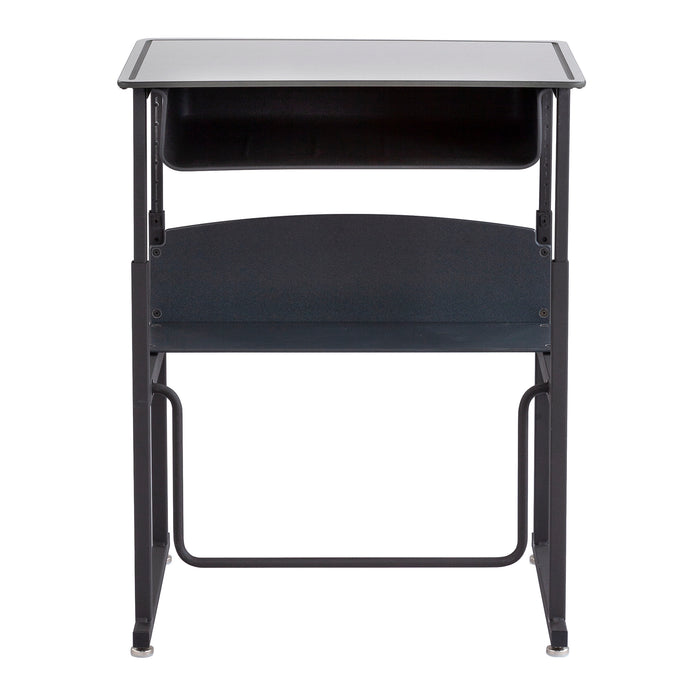 AlphaBetter® Adjustable-Height Stand-Up Desk, 28 x 20" Premium or Dry Erase Top, Book Box and Swinging Footrest Bar | 1204
