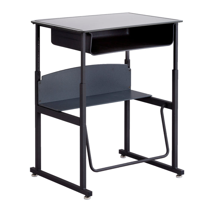 AlphaBetter® Adjustable-Height Stand-Up Desk, 28 x 20" Premium or Dry Erase Top, Book Box and Swinging Footrest Bar | 1204