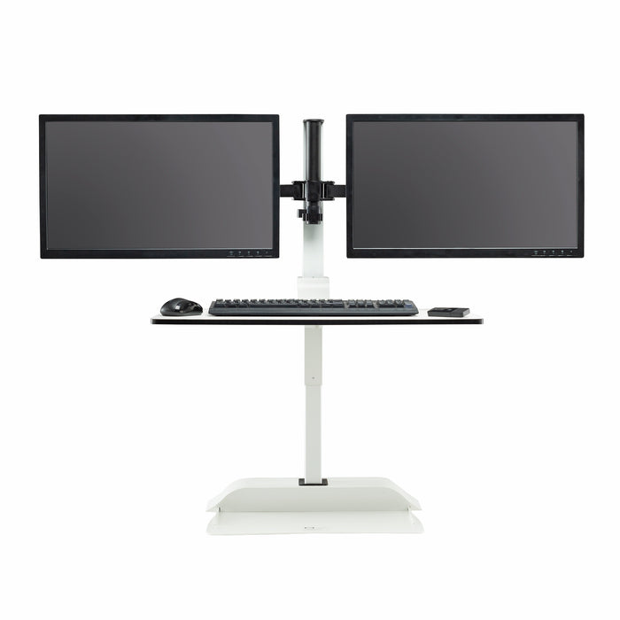 Soar™ by Safco Electric Desktop Sit/Stand – Dual Monitor Arm | 2193WH