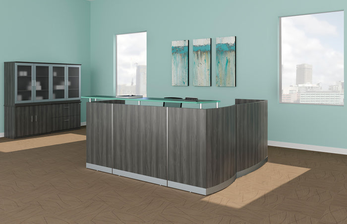 Medina™ Reception Station with Return, B/B/F & F/F Pedestals | MNRSLBF