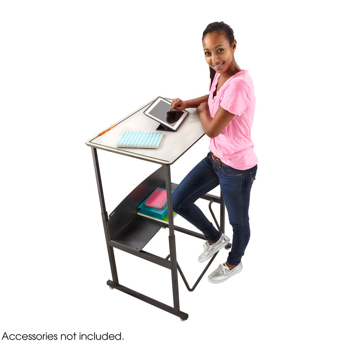 AlphaBetter® Adjustable-Height Stand-Up Desk, 28 x 20" Premium or Dry Erase Top and Swinging Footrest Bar | 1203