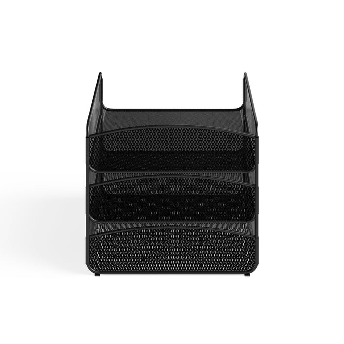 Onyx Desk Organizer, Triple Tray, Mesh, Knock Down | 3211BLKD