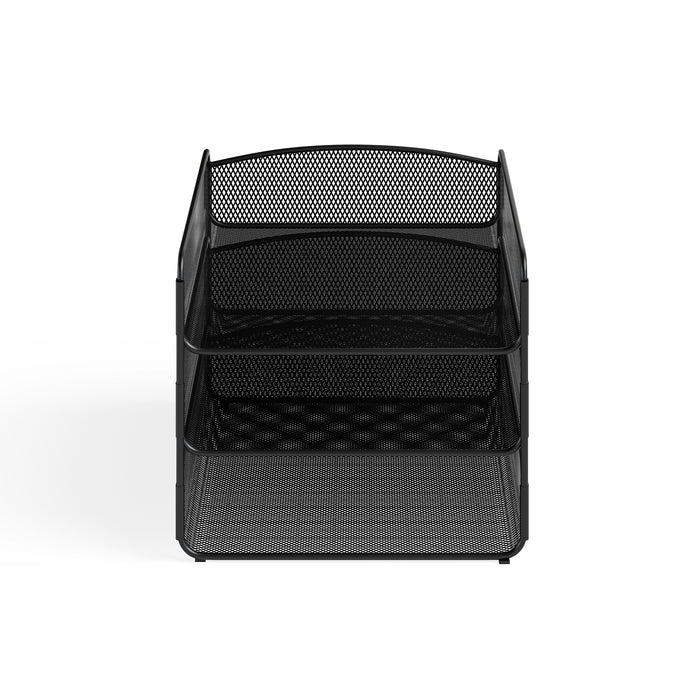Onyx Desk Organizer, Triple Tray, Mesh, Knock Down | 3211BLKD