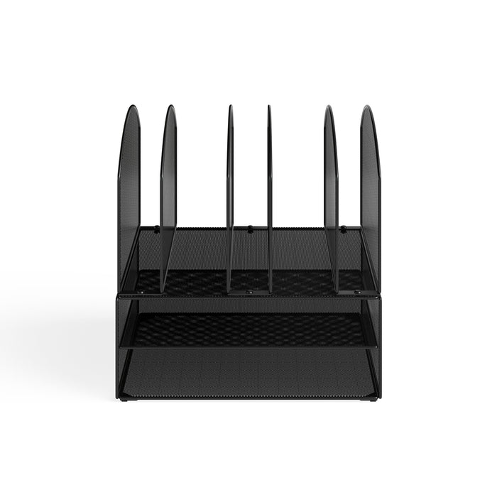 Onyx Desk Organizer, 2 Horizontal / 6 Upright, Mesh, Knocked Down | 3214BLKD