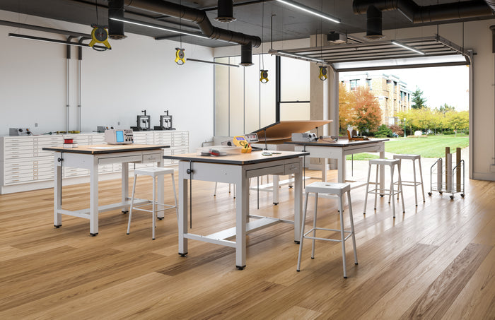 Ranger Steel 4-Post Table 84” W x 43.5” D with Tool Drawer and Shallow Drawer | 7739B