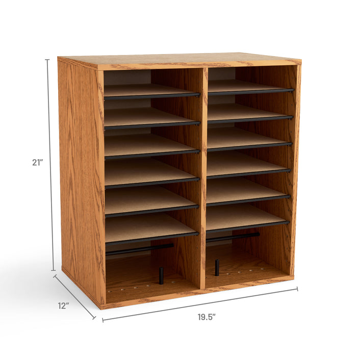 Wood Adjustable Literature Organizer, 16 Compartment | 9422