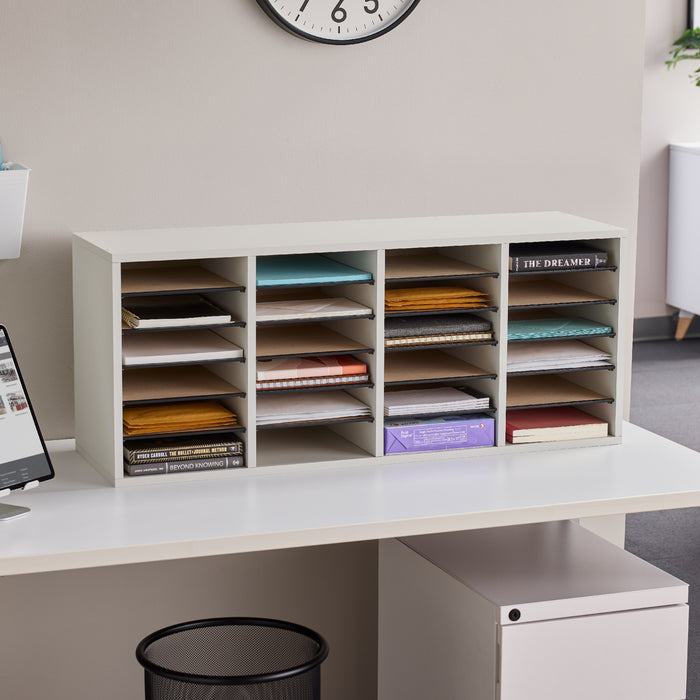 Wood Adjustable Literature Organizer, 24 Compartment | 9423