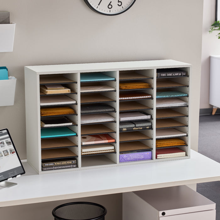 Wood Adjustable Literature Organizer, 36 Compartment | 9424