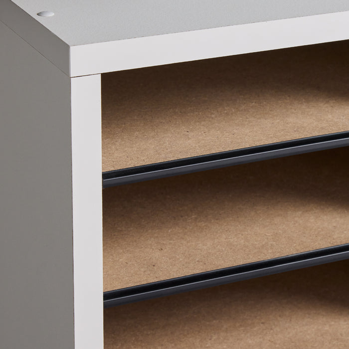 Wood Adjustable Literature Organizer, 32 Compartment w. Drawer | 9494