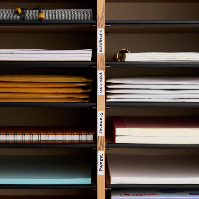 Wood Adjustable Literature Organizer, 32 Compartment w. Drawer | 9494