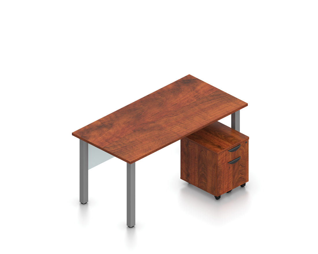 60" x 30" Table Desk with Acrylic Modesty Panel and Box/File Mobile Pedestal | Layout SL-1