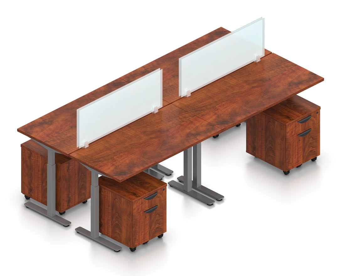 48" Adjustable Workstations with Acrylic Panels and Mobile Pedestals | Layout SL-8