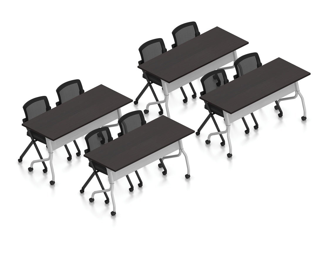 60" Flip-Top Training Tables with Mesh Nesting Chairs | Layout SL-10