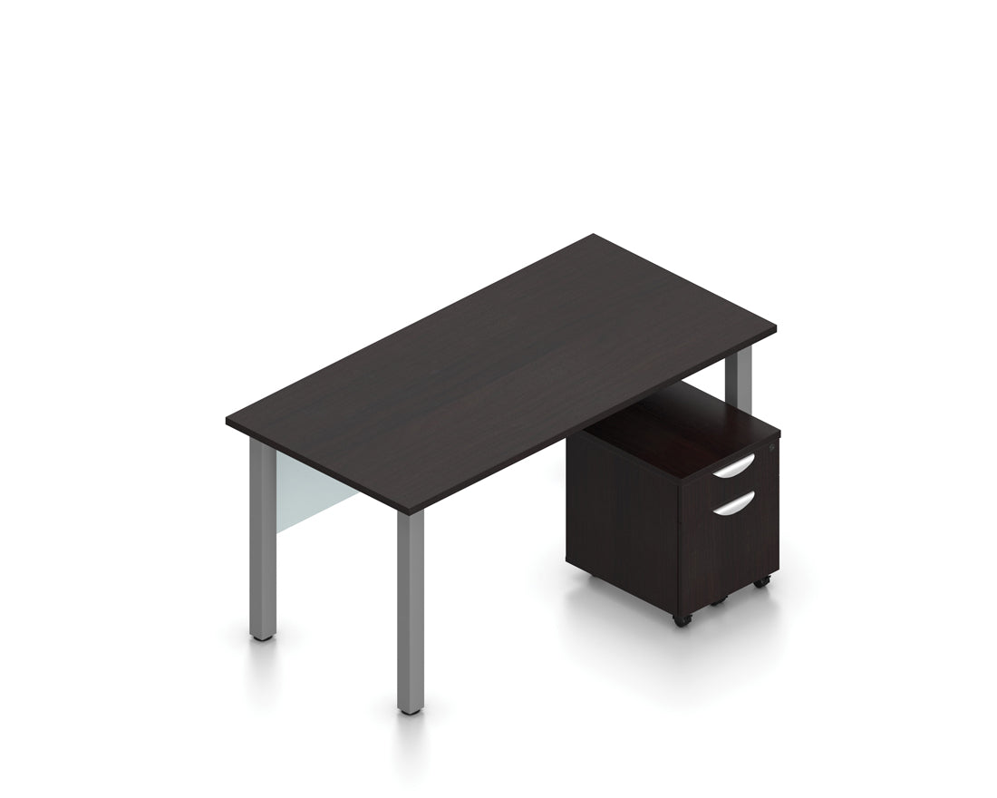 60" x 30" Table Desk with Acrylic Modesty Panel and Box/File Mobile Pedestal | Layout SL-1