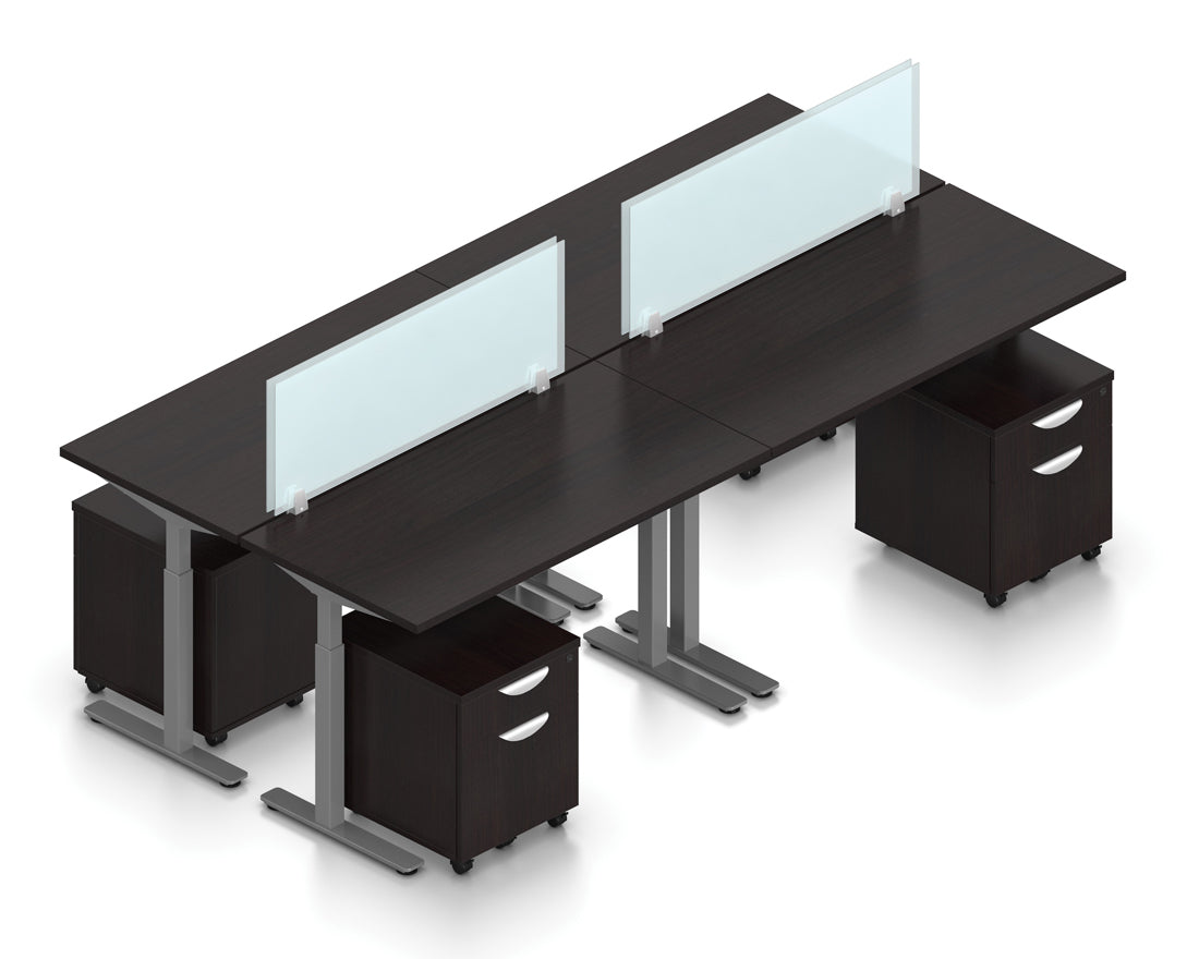 48" Adjustable Workstations with Acrylic Panels and Mobile Pedestals | Layout SL-8
