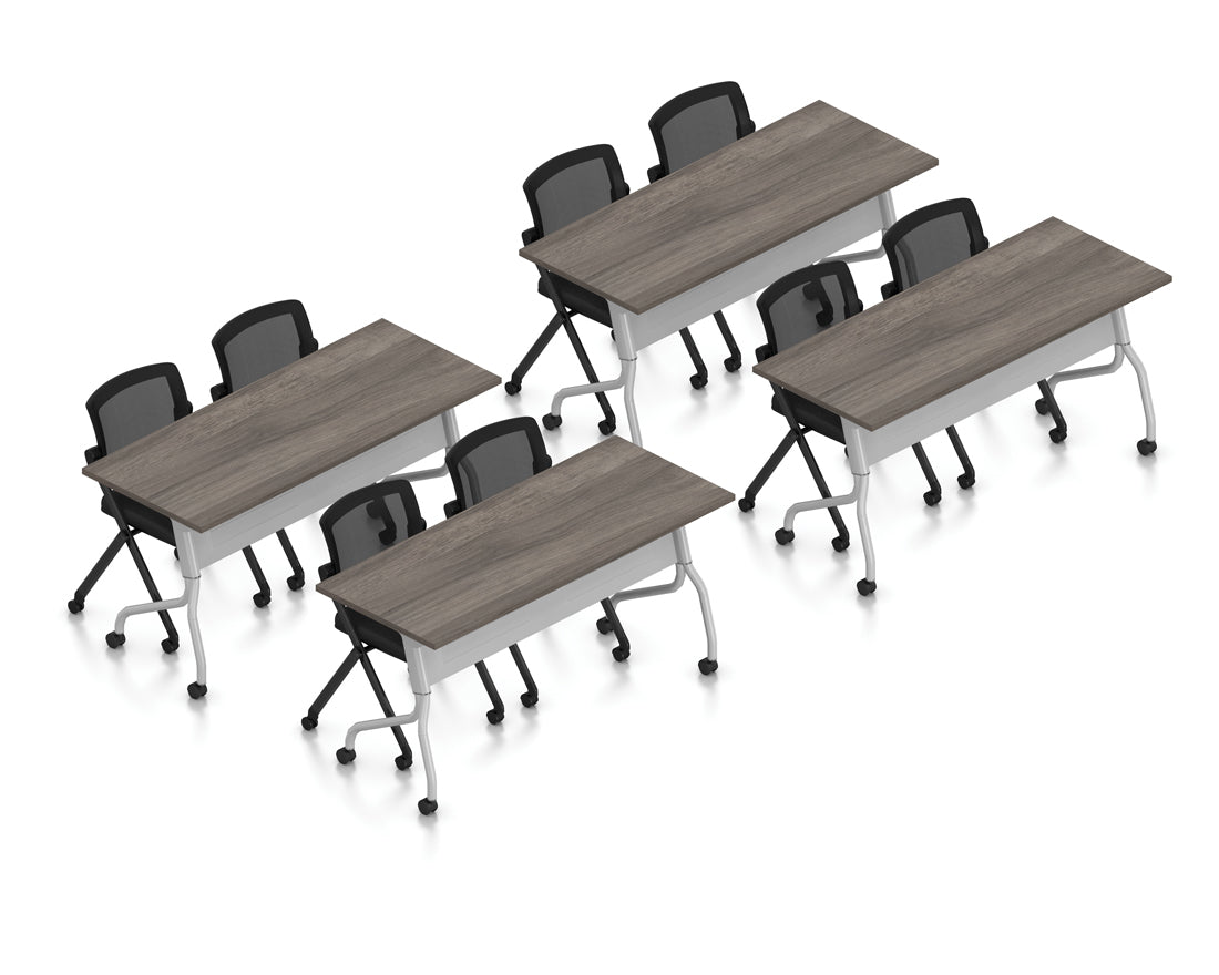 60" Flip-Top Training Tables with Mesh Nesting Chairs | Layout SL-10