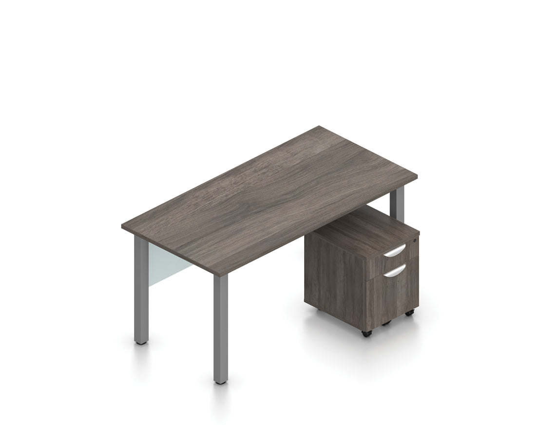 60" x 30" Table Desk with Acrylic Modesty Panel and Box/File Mobile Pedestal | Layout SL-1