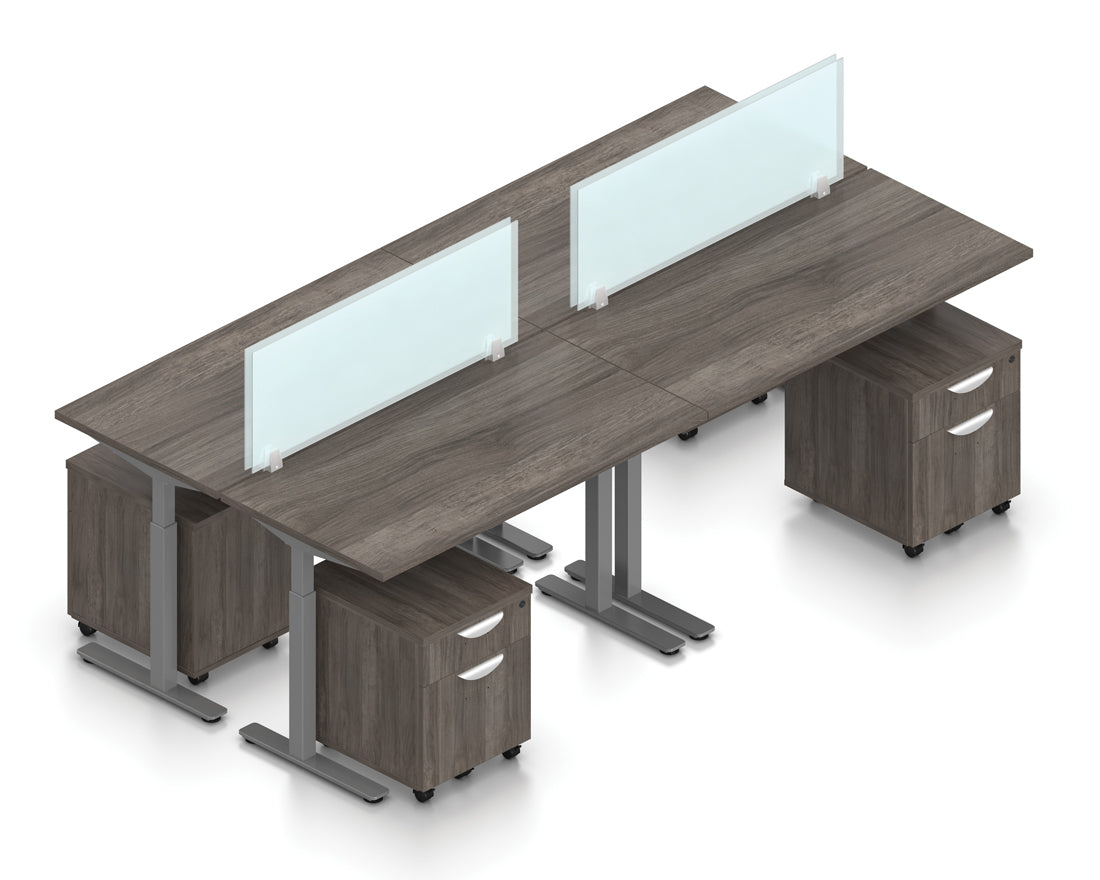 48" Adjustable Workstations with Acrylic Panels and Mobile Pedestals | Layout SL-8