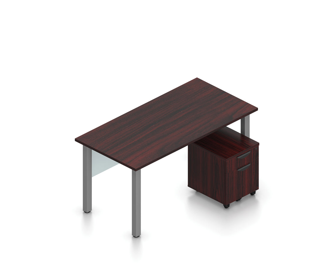 60" x 30" Table Desk with Acrylic Modesty Panel and Box/File Mobile Pedestal | Layout SL-1