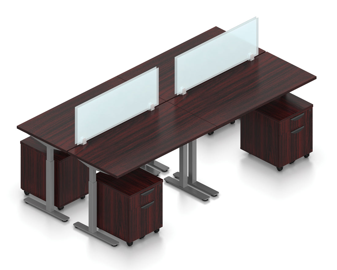 48" Adjustable Workstations with Acrylic Panels and Mobile Pedestals | Layout SL-8