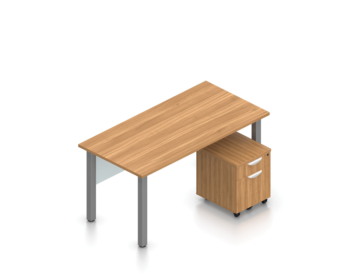 60" x 30" Table Desk with Acrylic Modesty Panel and Box/File Mobile Pedestal | Layout SL-1