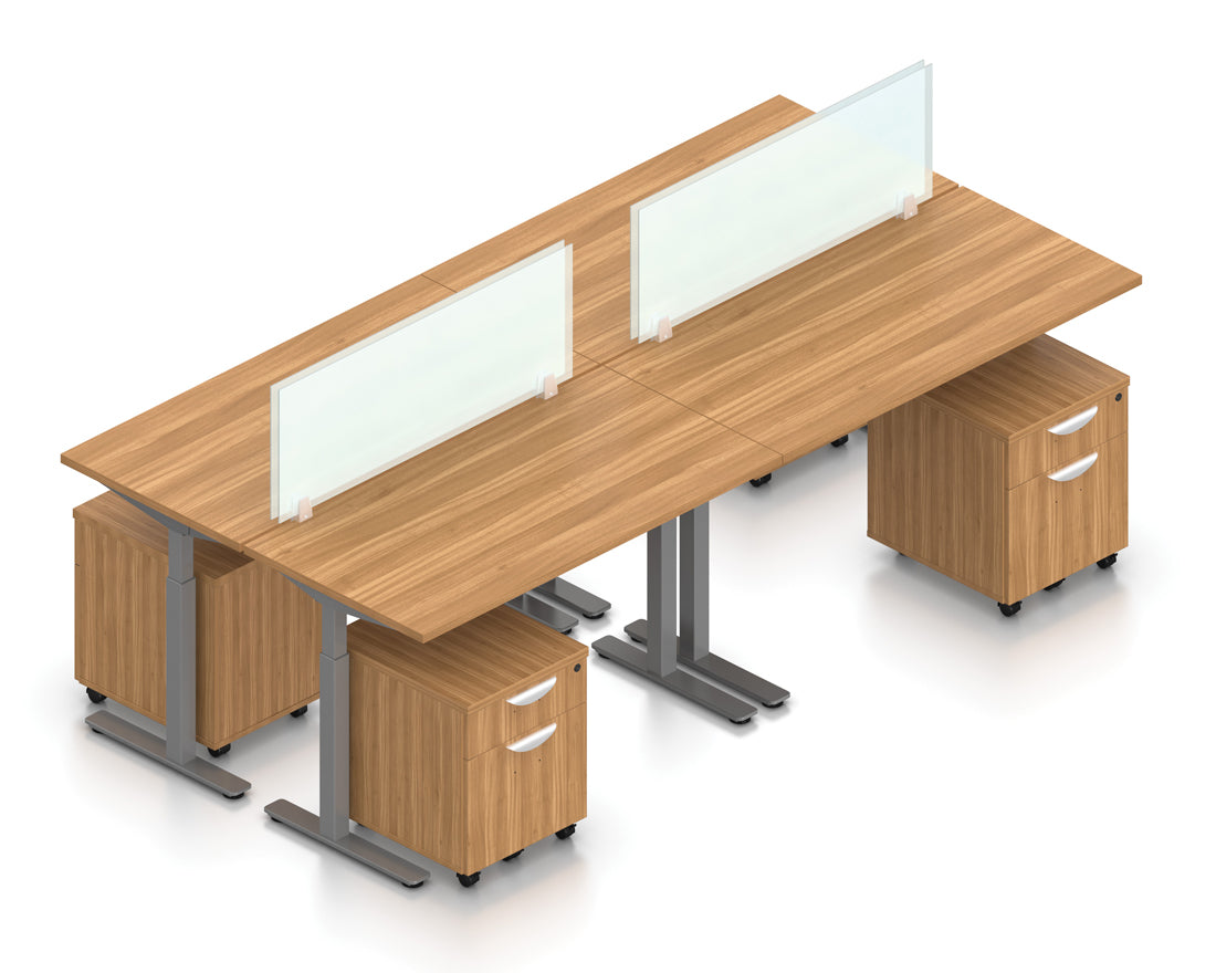 48" Adjustable Workstations with Acrylic Panels and Mobile Pedestals | Layout SL-8