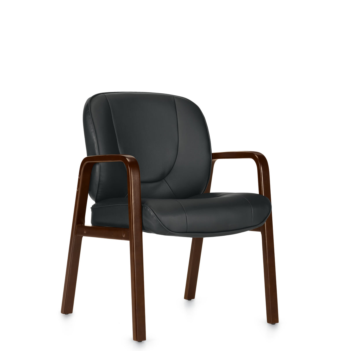 Luxhide Guest Chair with Wood Accents | OTG11770B
