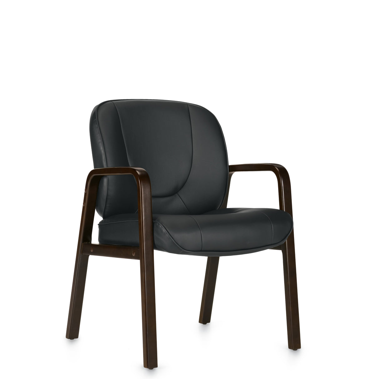 Luxhide Guest Chair with Wood Accents | OTG11770B