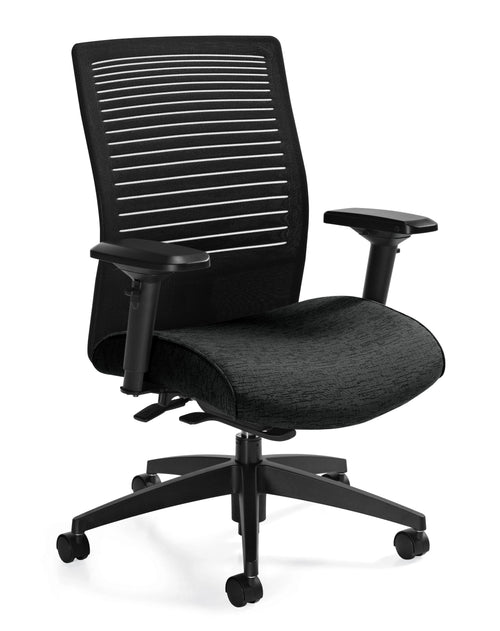 Loover™ Mesh Medium Back Weight Sensing Synchro-Tilter Ergonomic Chair | 2662-8BK-UR22+