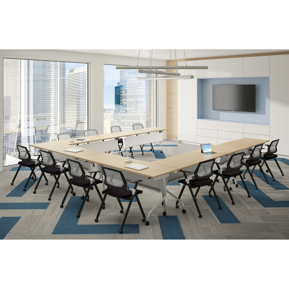 Flip Top, Nesting Training Tables - Black Base & 8 Different Laminate Finishes | OSTYP13