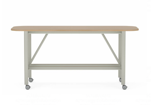 Collaborative Spaces™ 42"H Large Collaboration Table with Large Radius & Casters - 90"W x 48"D | SCTLBLC4890