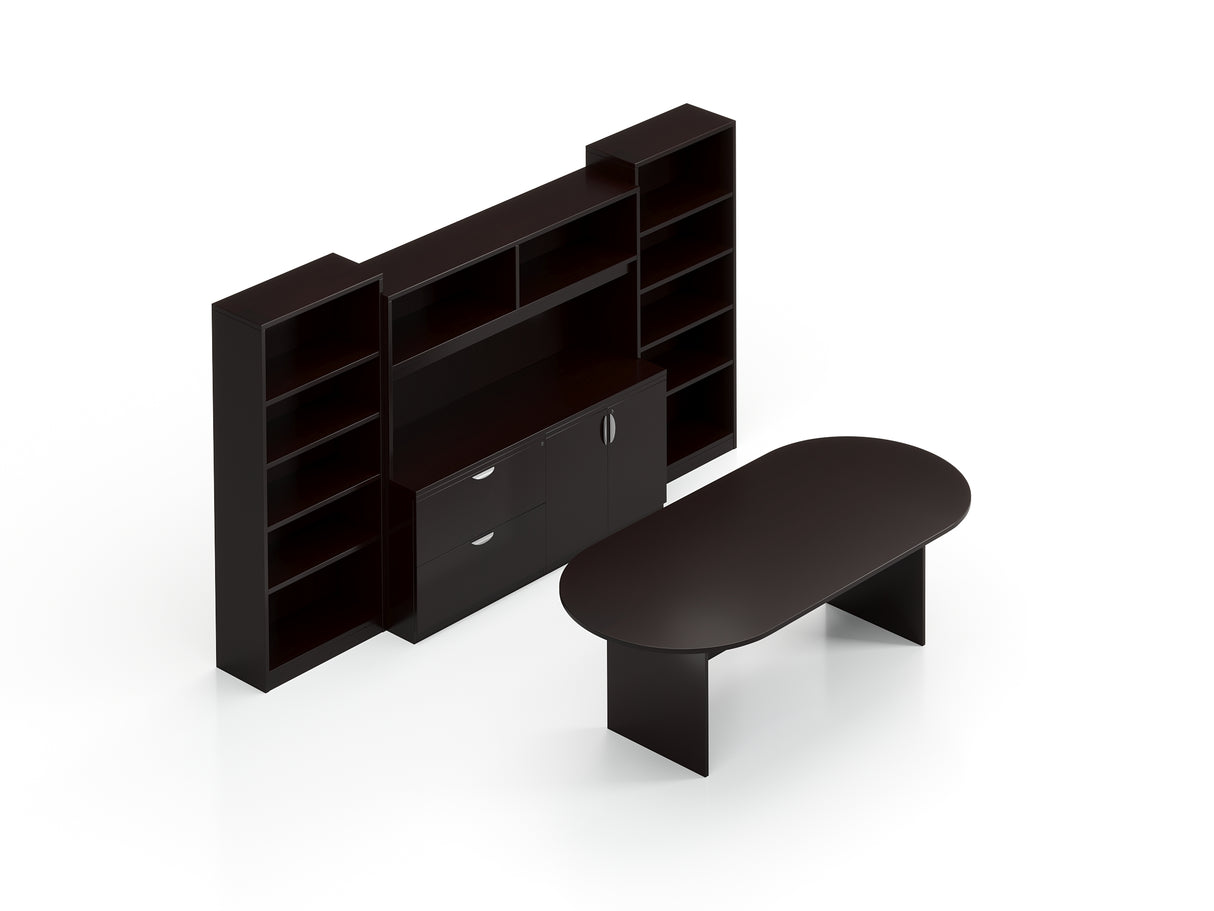 95" Conference Table with Storage Wall and Bookcases | Layout SL-29