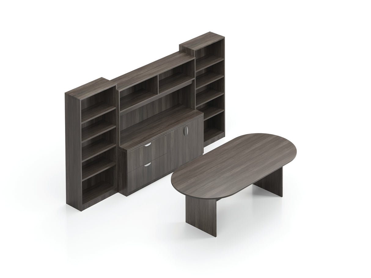 95" Conference Table with Storage Wall and Bookcases | Layout SL-29