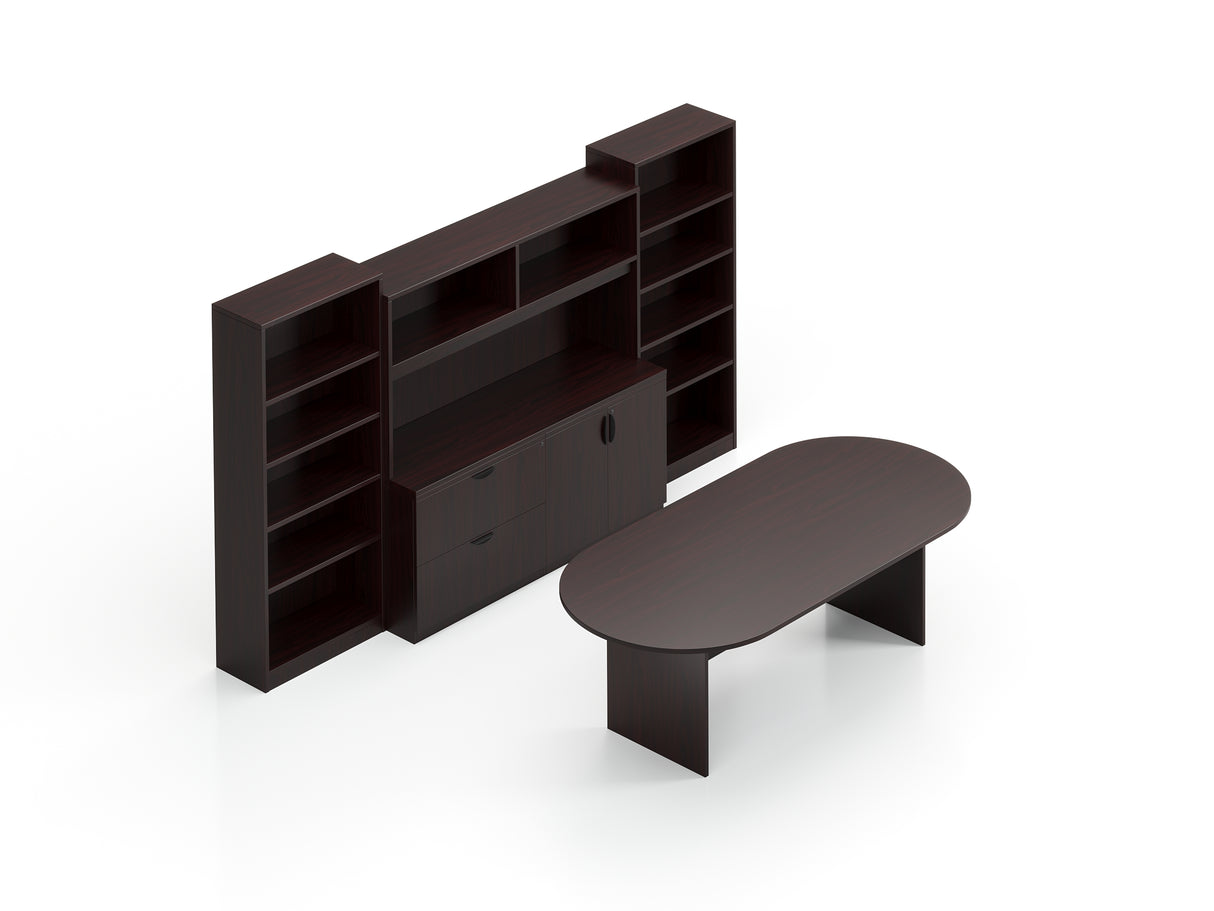 95" Conference Table with Storage Wall and Bookcases | Layout SL-29