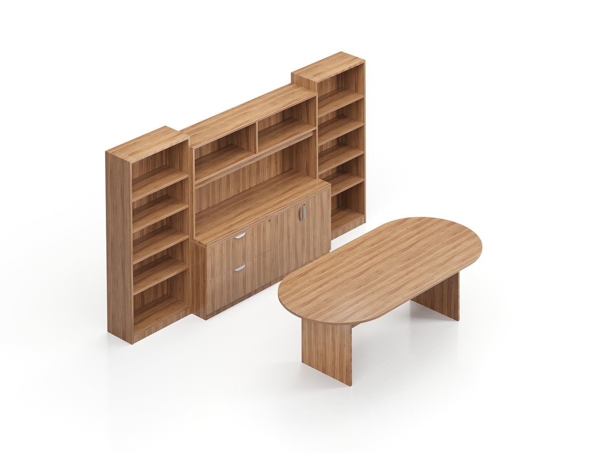 95" Conference Table with Storage Wall and Bookcases | Layout SL-29