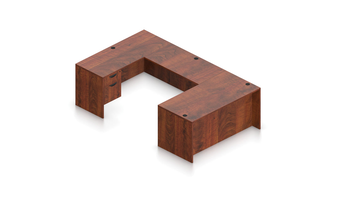 66" Desk with Hanging Pedestal, Bridge, and Credenza | Layout SL-14