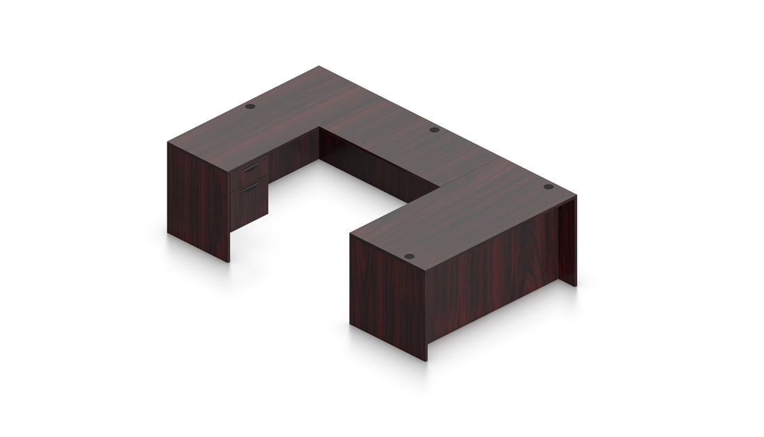 66" Desk with Hanging Pedestal, Bridge, and Credenza | Layout SL-14