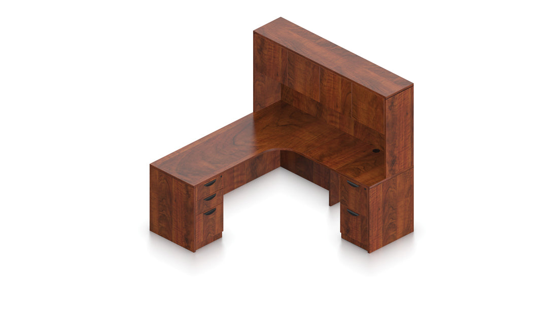 71" Credenza with Corner Extension, Hutch, and Mobile Storage | Layout SL-25