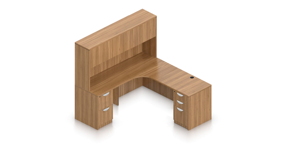 71" Credenza with Corner Extension, Hutch, and Mobile Storage | Layout SL-25