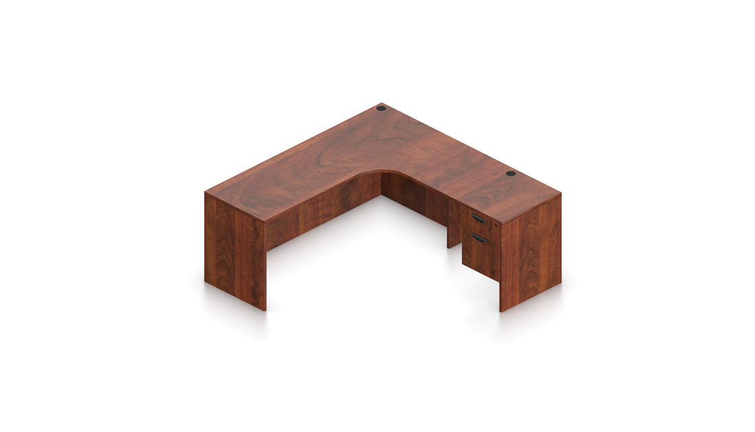 71" Credenza with Corner Extension and Hanging Pedestal | Layout SL-26