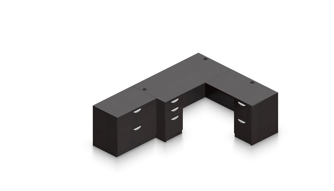 71" Desk with Lateral File, Return Shell, and Counterweight | Layout SL-27
