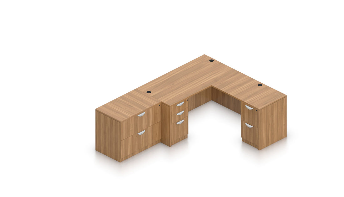 71" Desk with Lateral File, Return Shell, and Counterweight | Layout SL-27