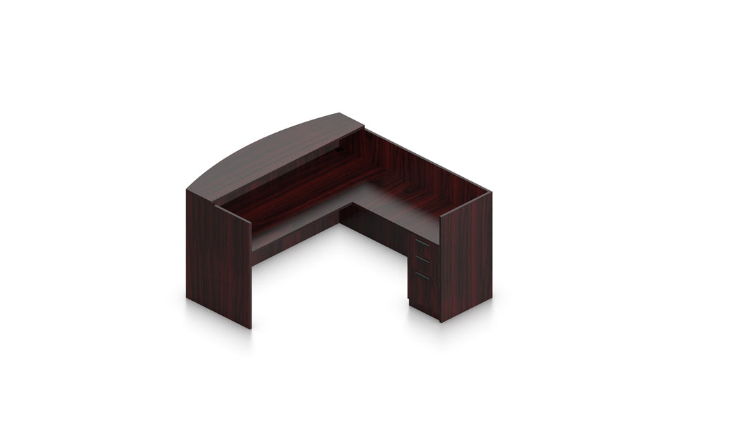 Reception Desk with Return Shell and Transaction Top | Layout SL-28